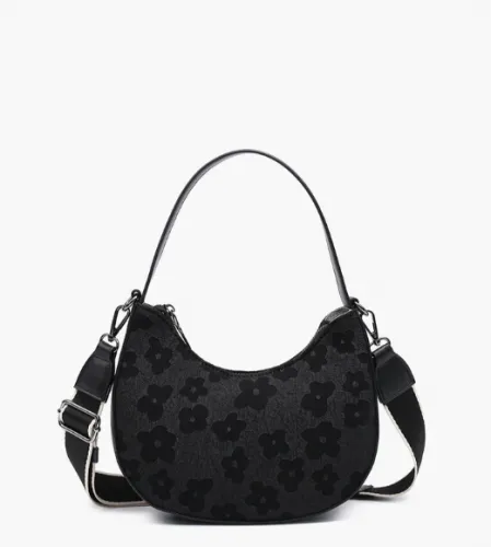 Black Donnatella Flower Satchel