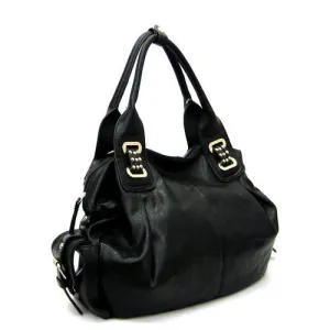 Black studs L Shoulder Satchel Bag Handbag Purse Designer Inspired Pockets