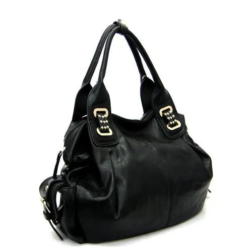Black studs L Shoulder Satchel Bag Handbag Purse Designer Inspired Pockets