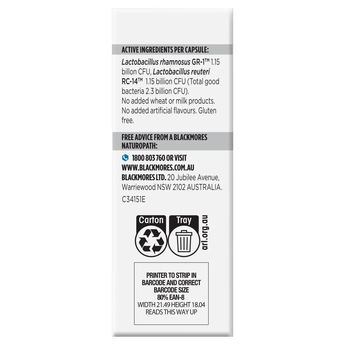 Blackmores Probiotics  Womens Flora Balance 30 Capsules