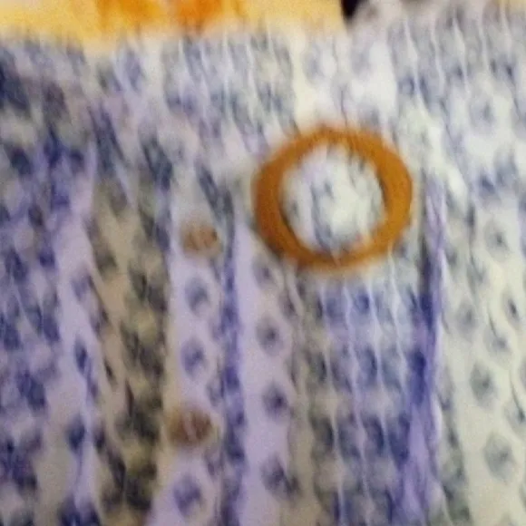 Blue and White Patterned Skirt with Button Detail