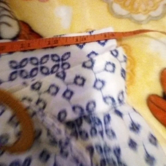 Blue and White Patterned Skirt with Button Detail