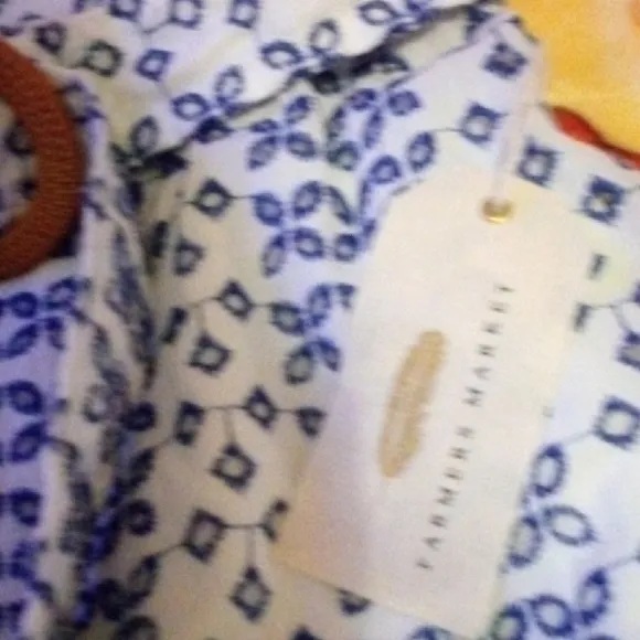 Blue and White Patterned Skirt with Button Detail