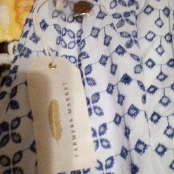 Blue and White Patterned Skirt with Button Detail