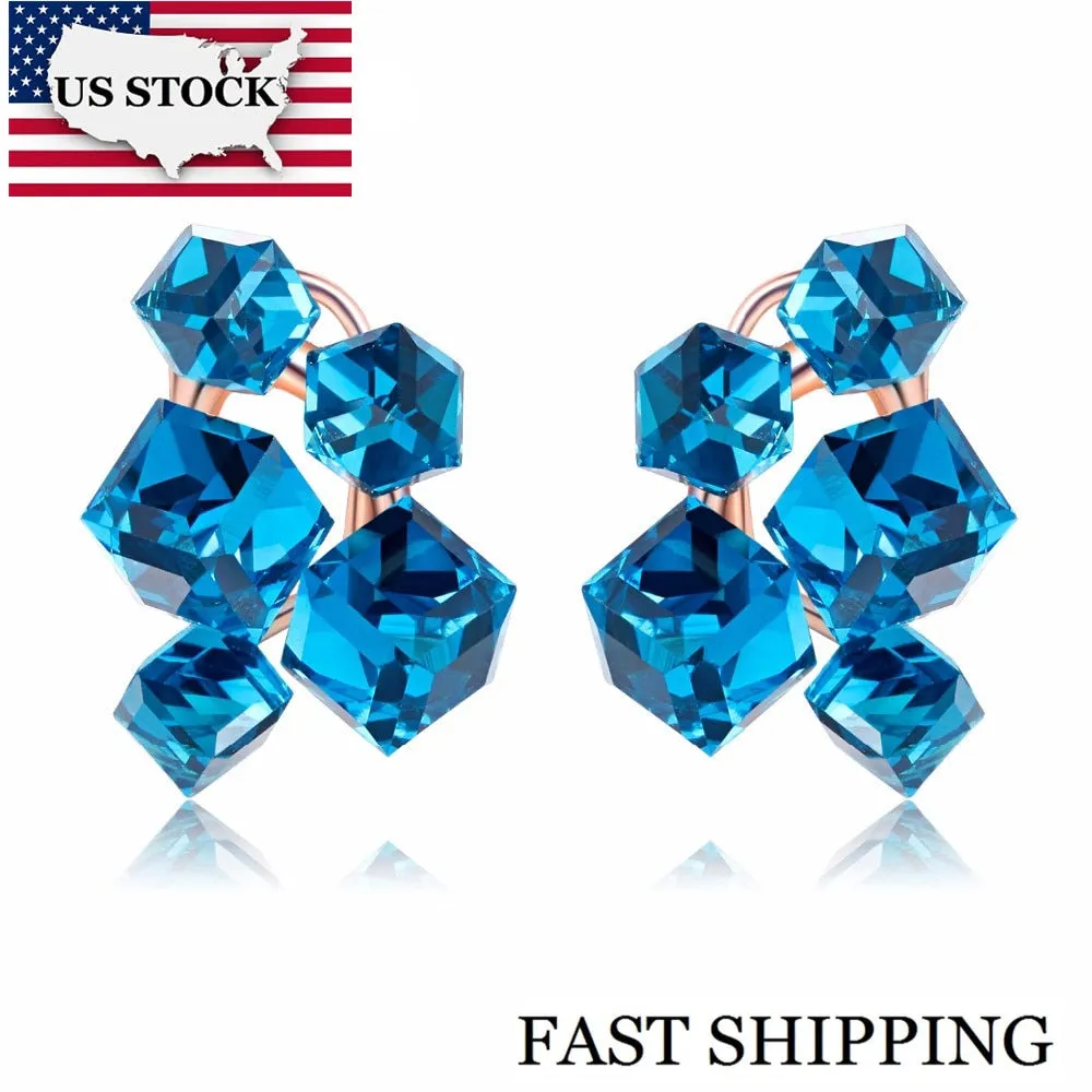 Blue Crystal Earrings for Women