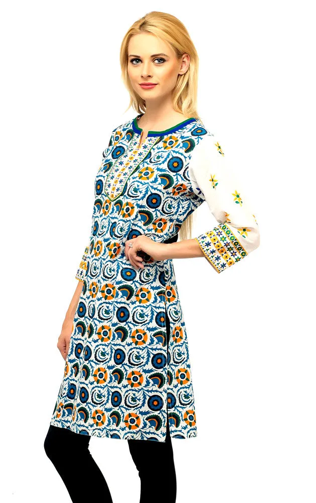 Blue Embroidery Kurti
