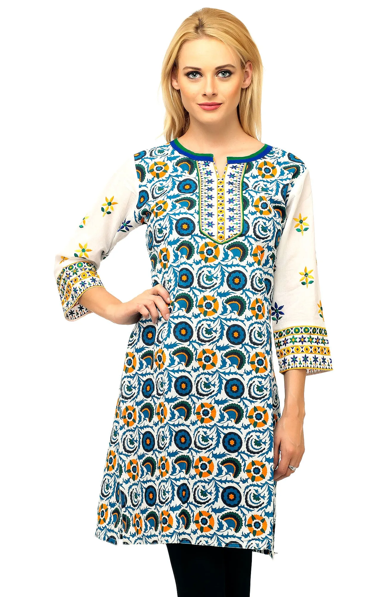 Blue Embroidery Kurti