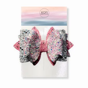 Blush Glitter Hair Bow