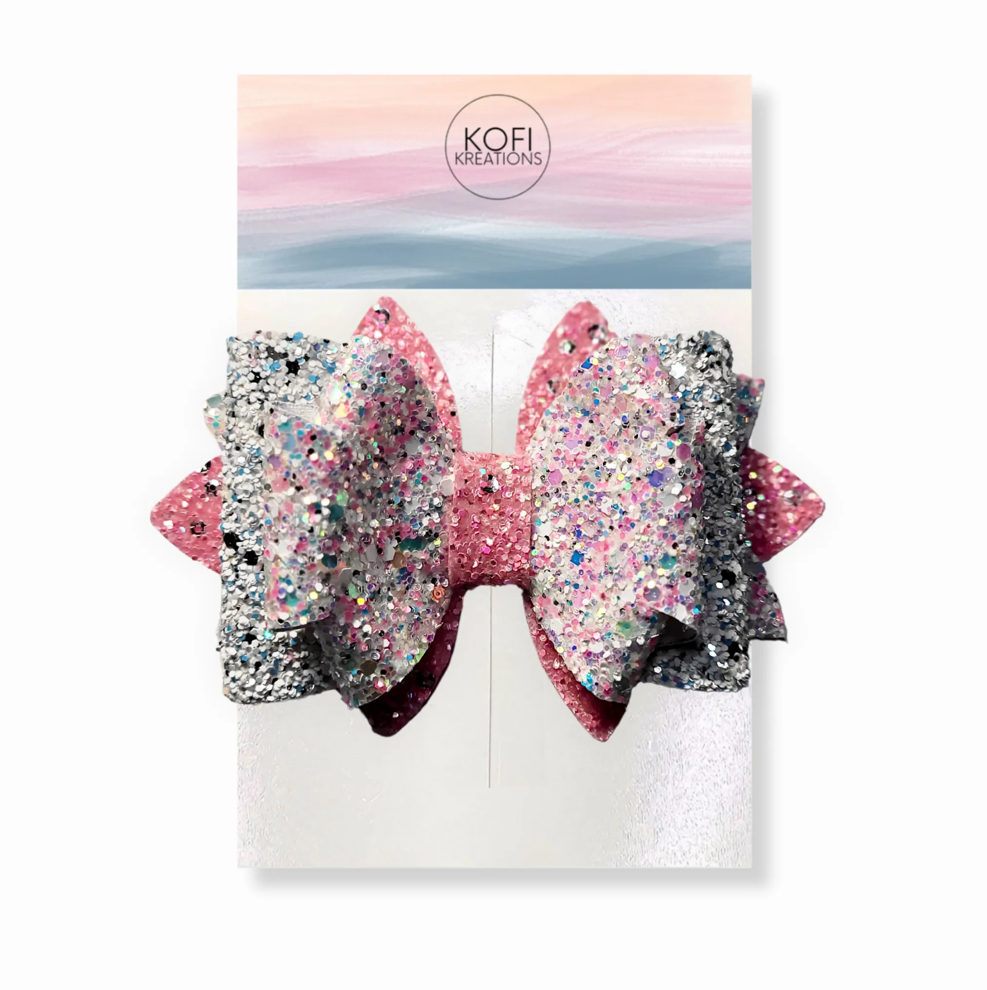 Blush Glitter Hair Bow
