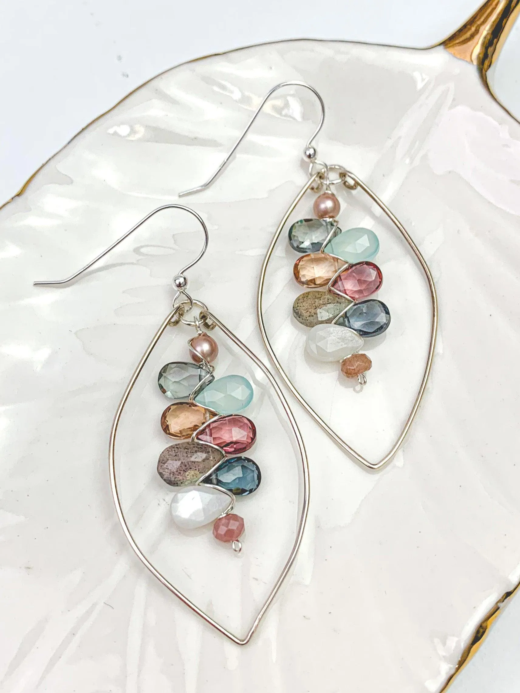 Boho Kaleidoscope Colorful Gems Statement Hoops