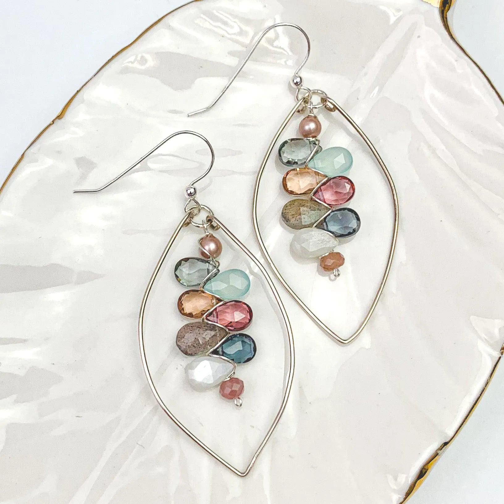 Boho Kaleidoscope Colorful Gems Statement Hoops