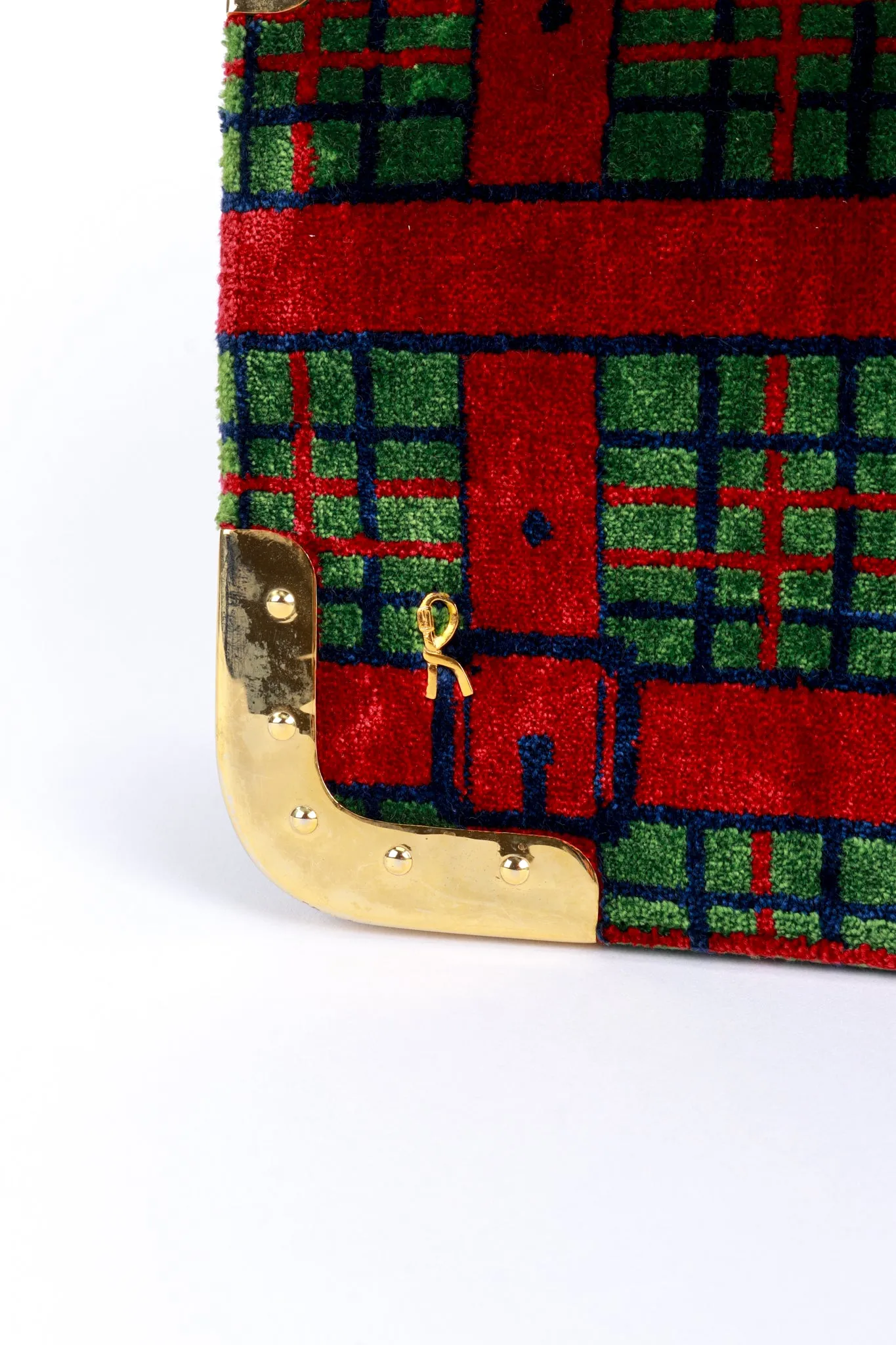 Buckle Plaid Velvet Handbag