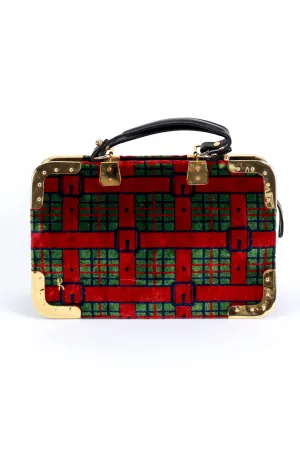 Buckle Plaid Velvet Handbag