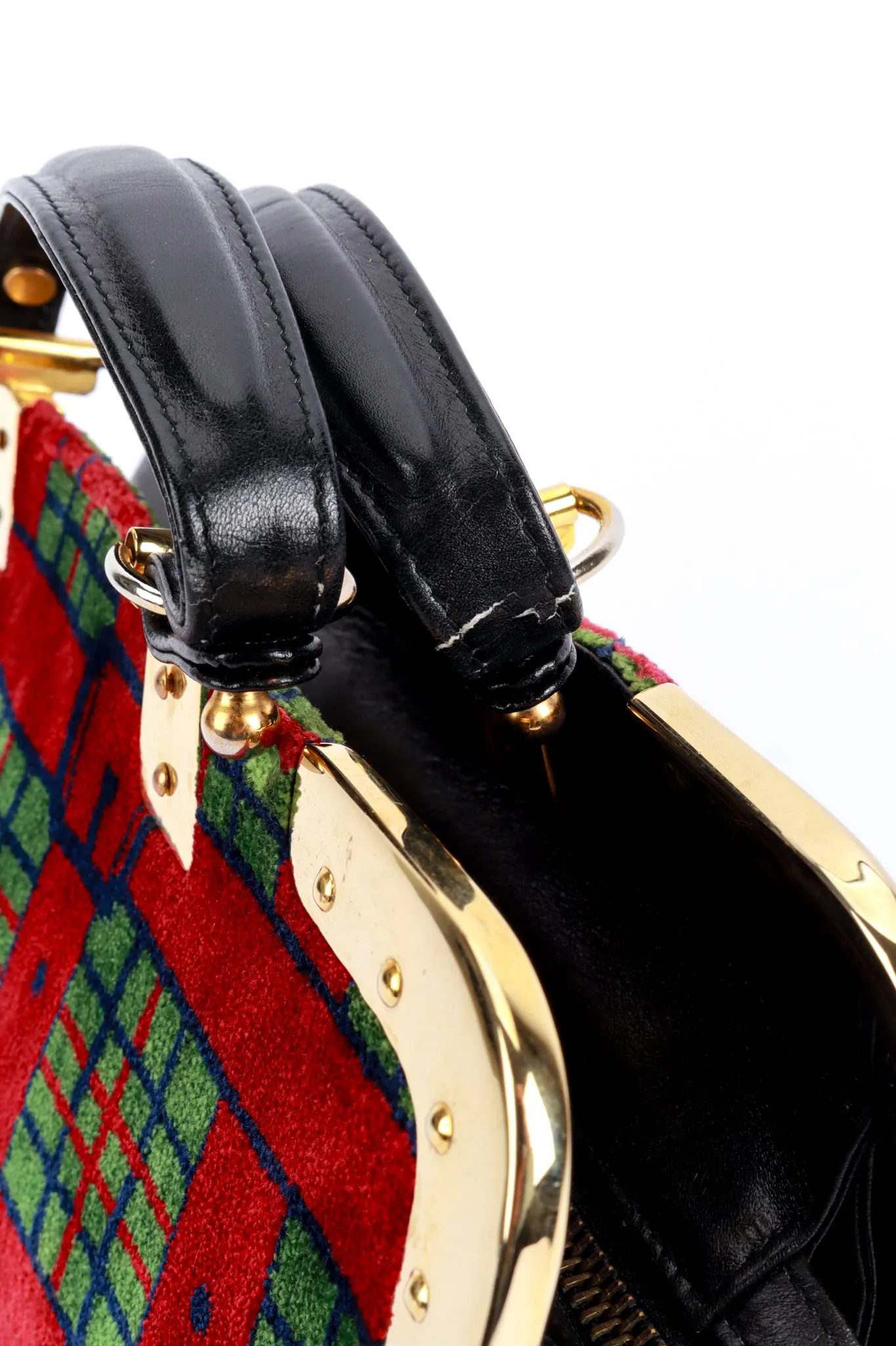Buckle Plaid Velvet Handbag