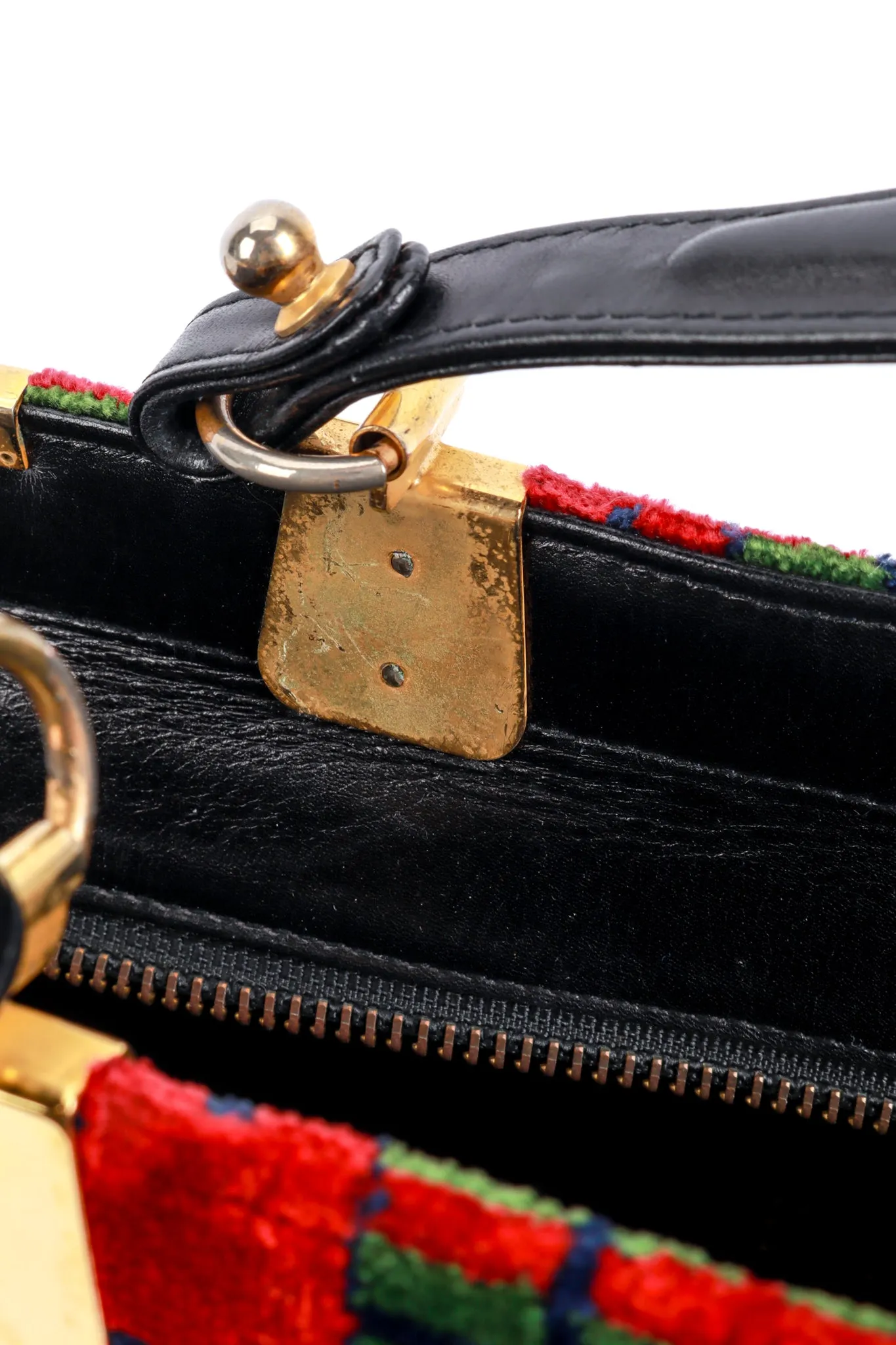 Buckle Plaid Velvet Handbag
