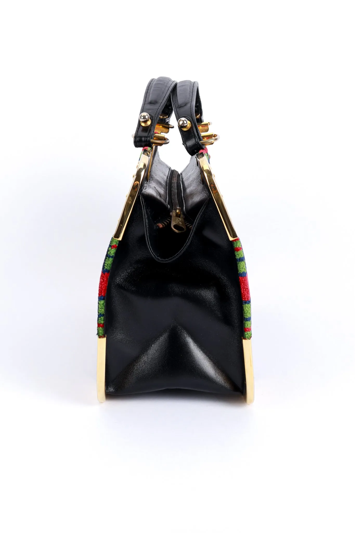 Buckle Plaid Velvet Handbag