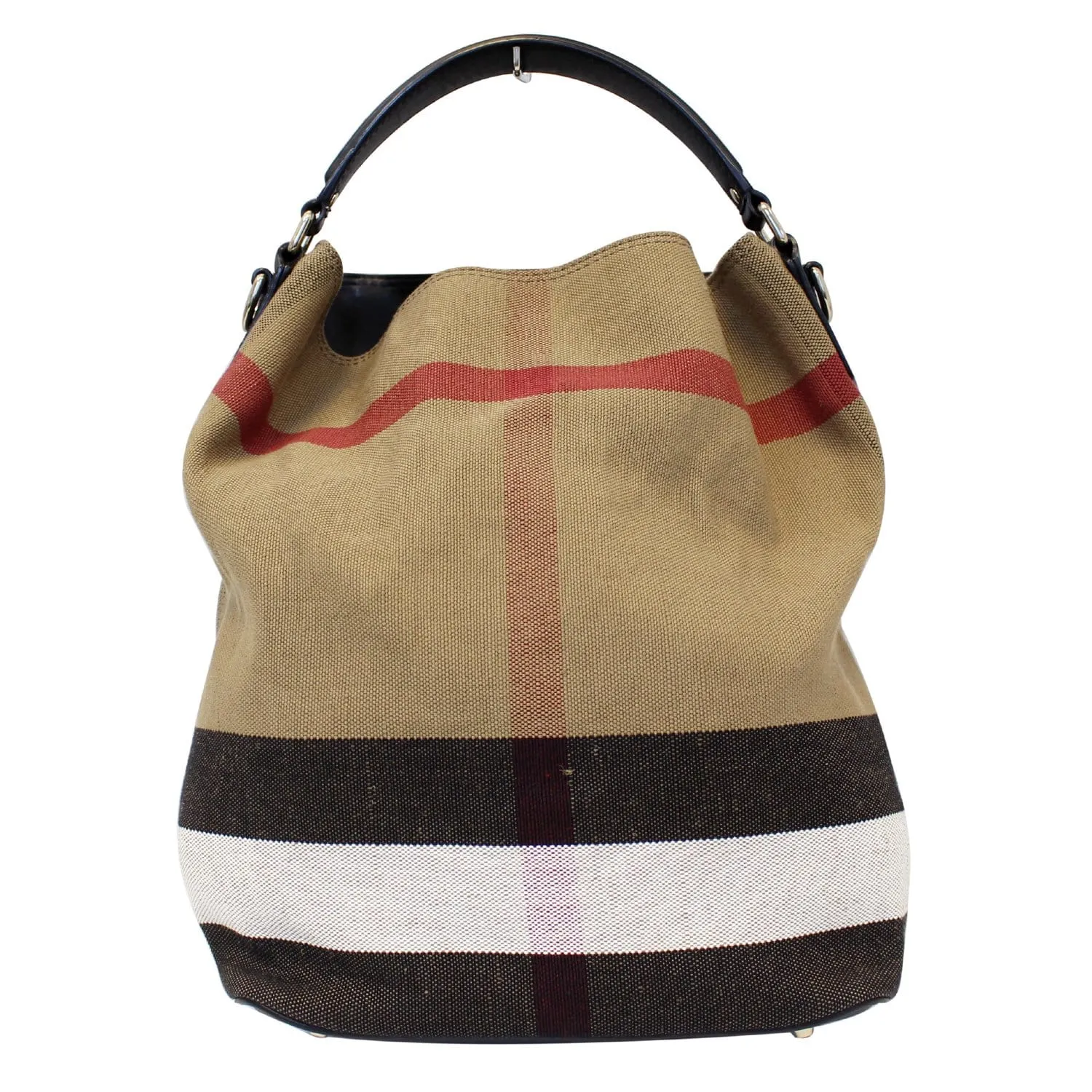 BURBERRY Ashby Medium Check Canvas Hobo Bag