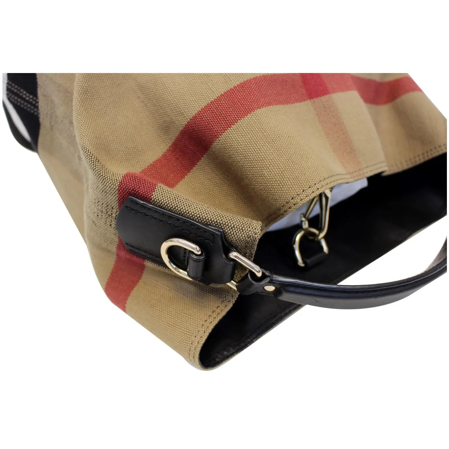BURBERRY Ashby Medium Check Canvas Hobo Bag