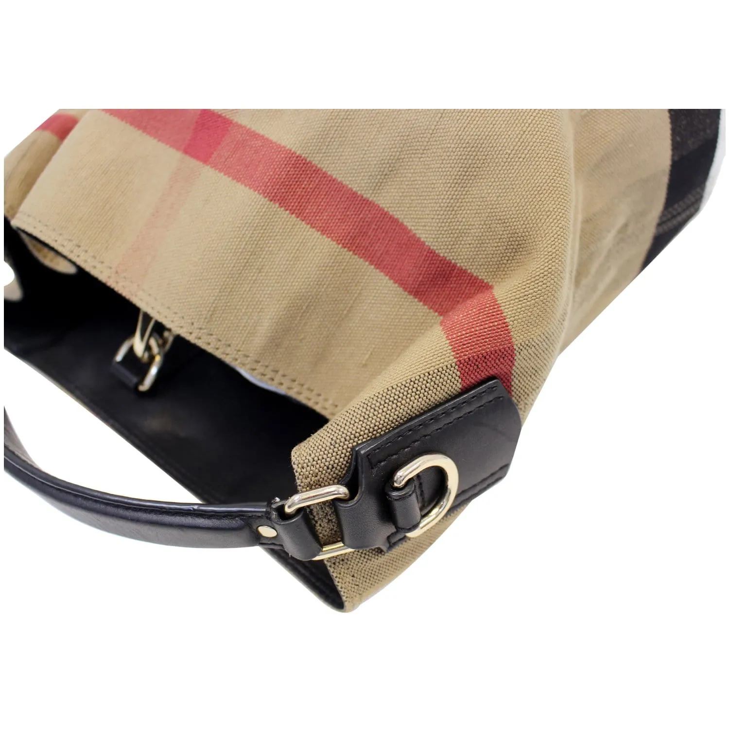 BURBERRY Ashby Medium Check Canvas Hobo Bag