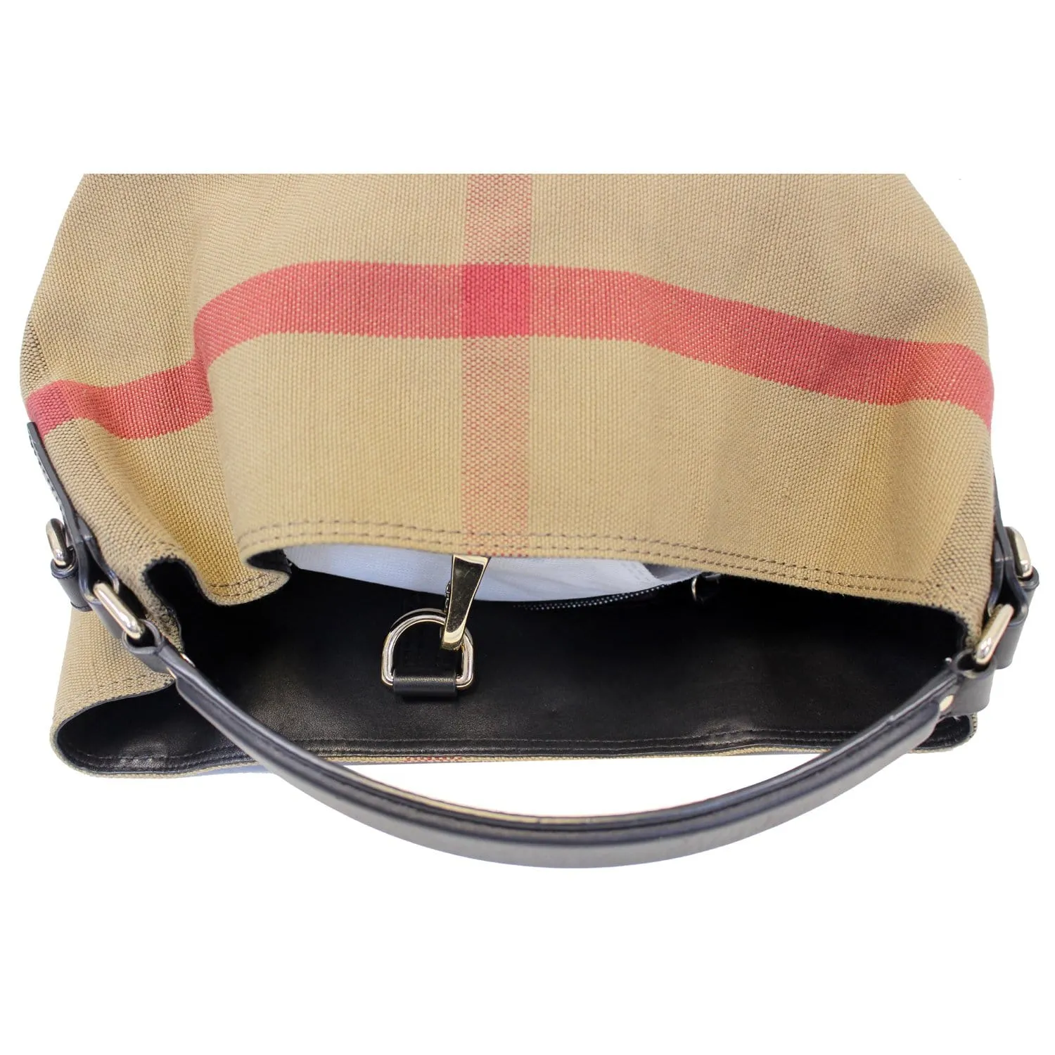 BURBERRY Ashby Medium Check Canvas Hobo Bag