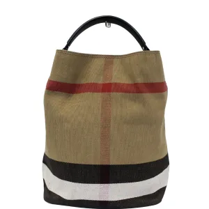 BURBERRY Ashby Medium Check Canvas Hobo Bag