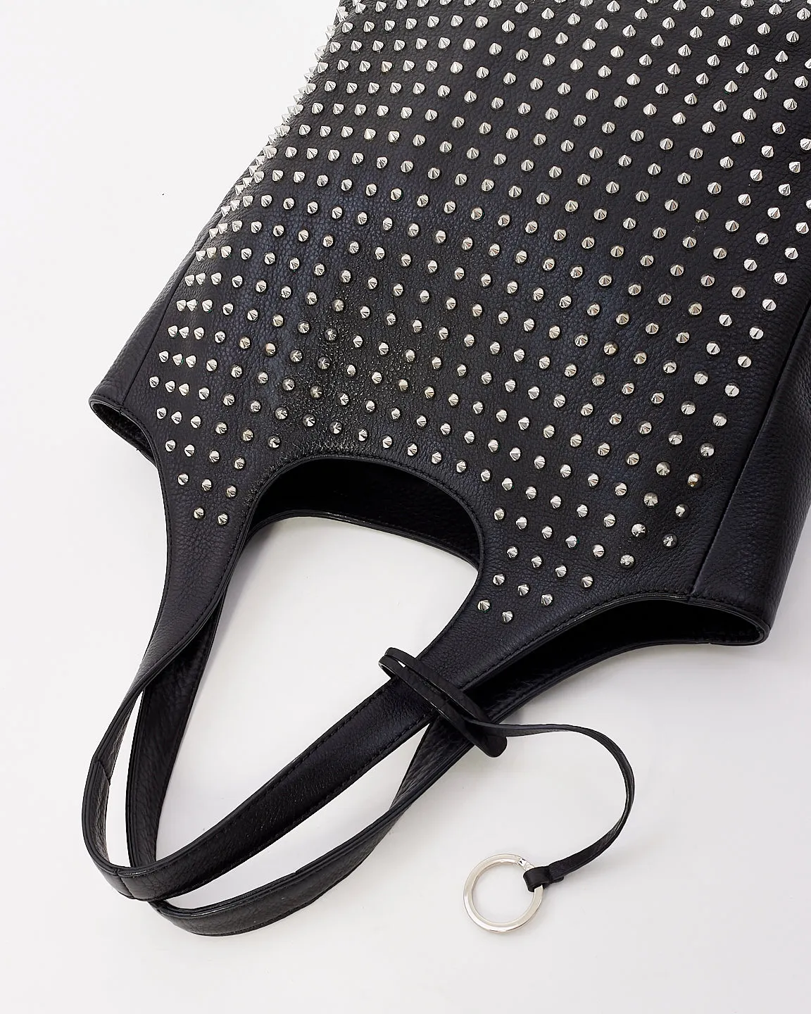 Burberry Black Leather Hobo Bag with Silver Metal Studs
