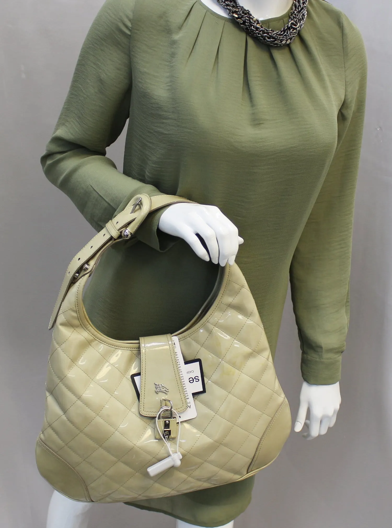 BURBERRY Quilted Patent Leather Brooke Hobo Handbag - Last Call