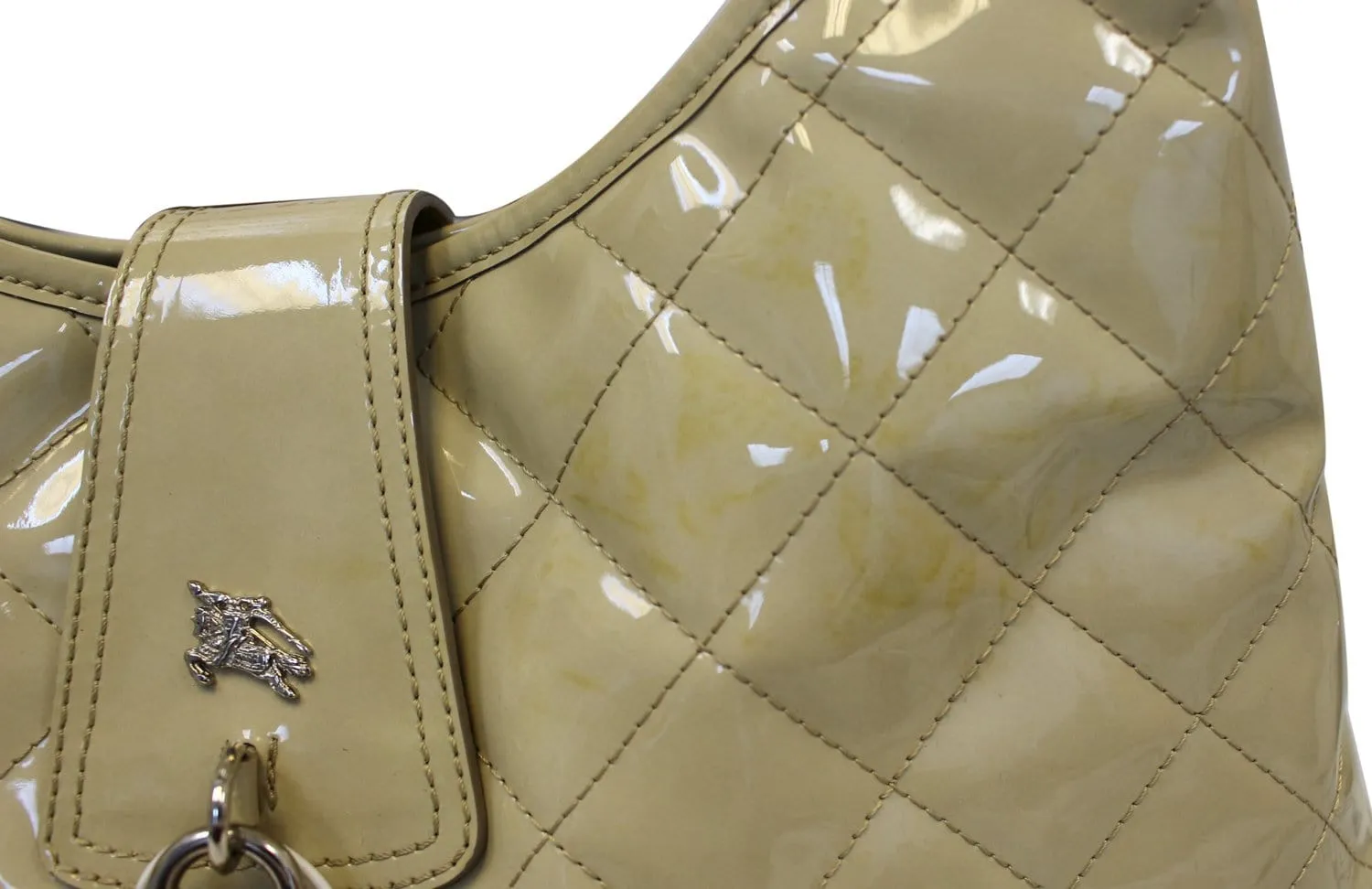 BURBERRY Quilted Patent Leather Brooke Hobo Handbag - Last Call