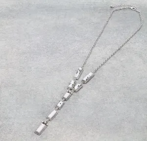 Cadence Fashion Y Necklace with 4 Rectangle Drop - White Buffalo