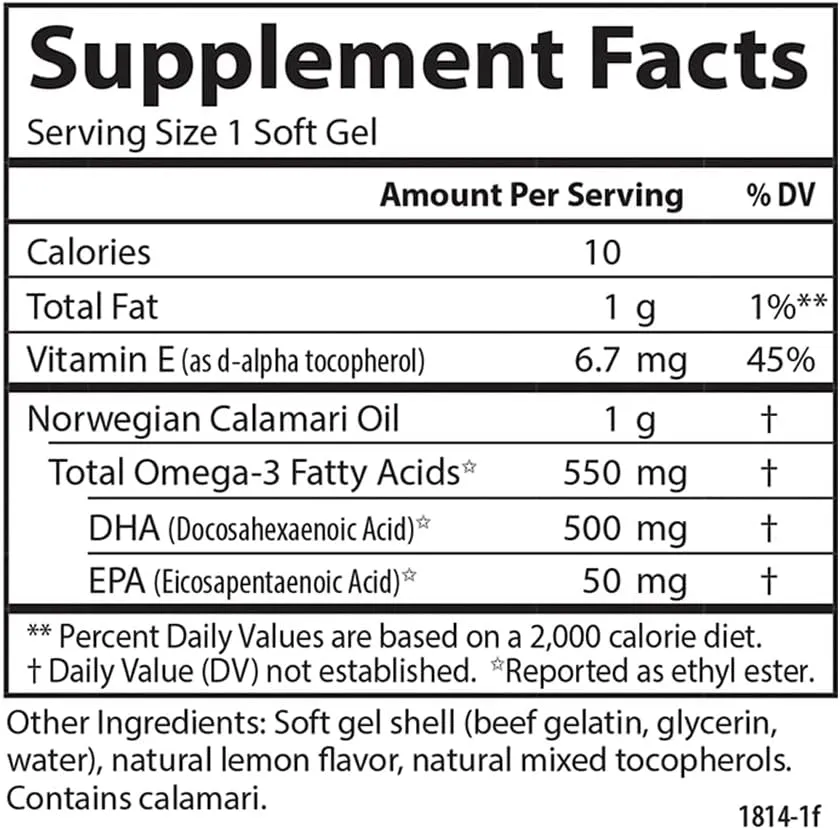 Carlson - EcoSmart DHA, 500 mg DHA, Sustainable Source, Healthy Vision & Brain Function, Lemon, 60 20 Softgels