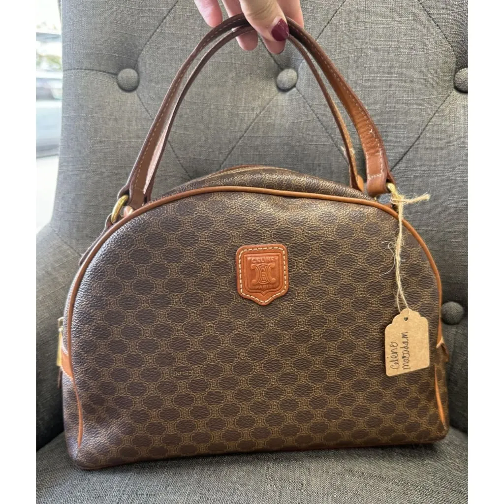 Celine Vintage Macadam Half Moon Handbag
