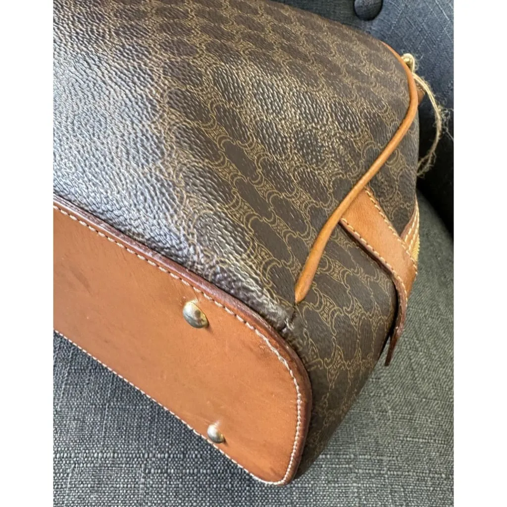 Celine Vintage Macadam Half Moon Handbag