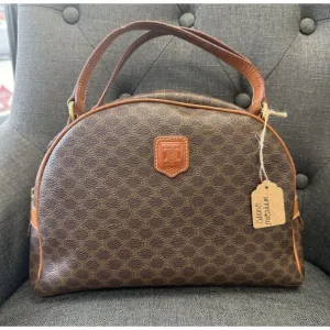 Celine Vintage Macadam Half Moon Handbag