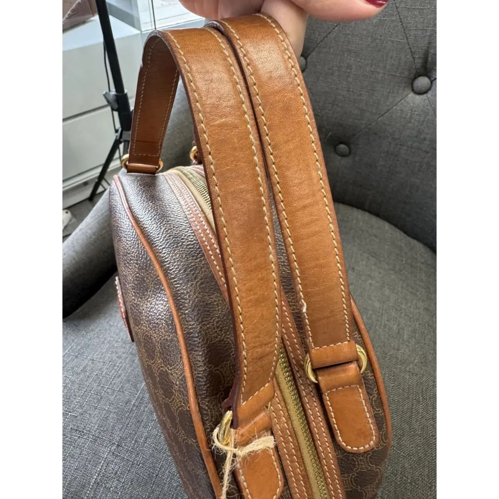 Celine Vintage Macadam Half Moon Handbag