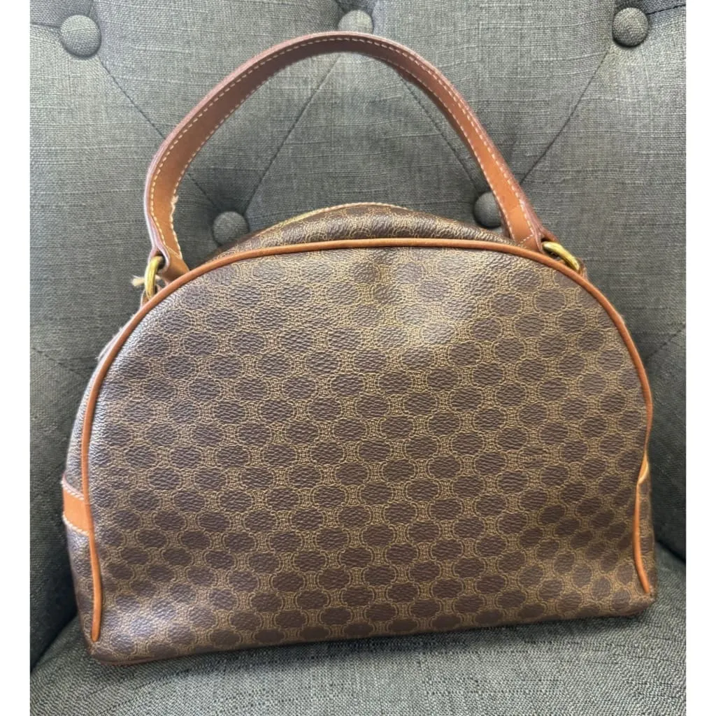 Celine Vintage Macadam Half Moon Handbag