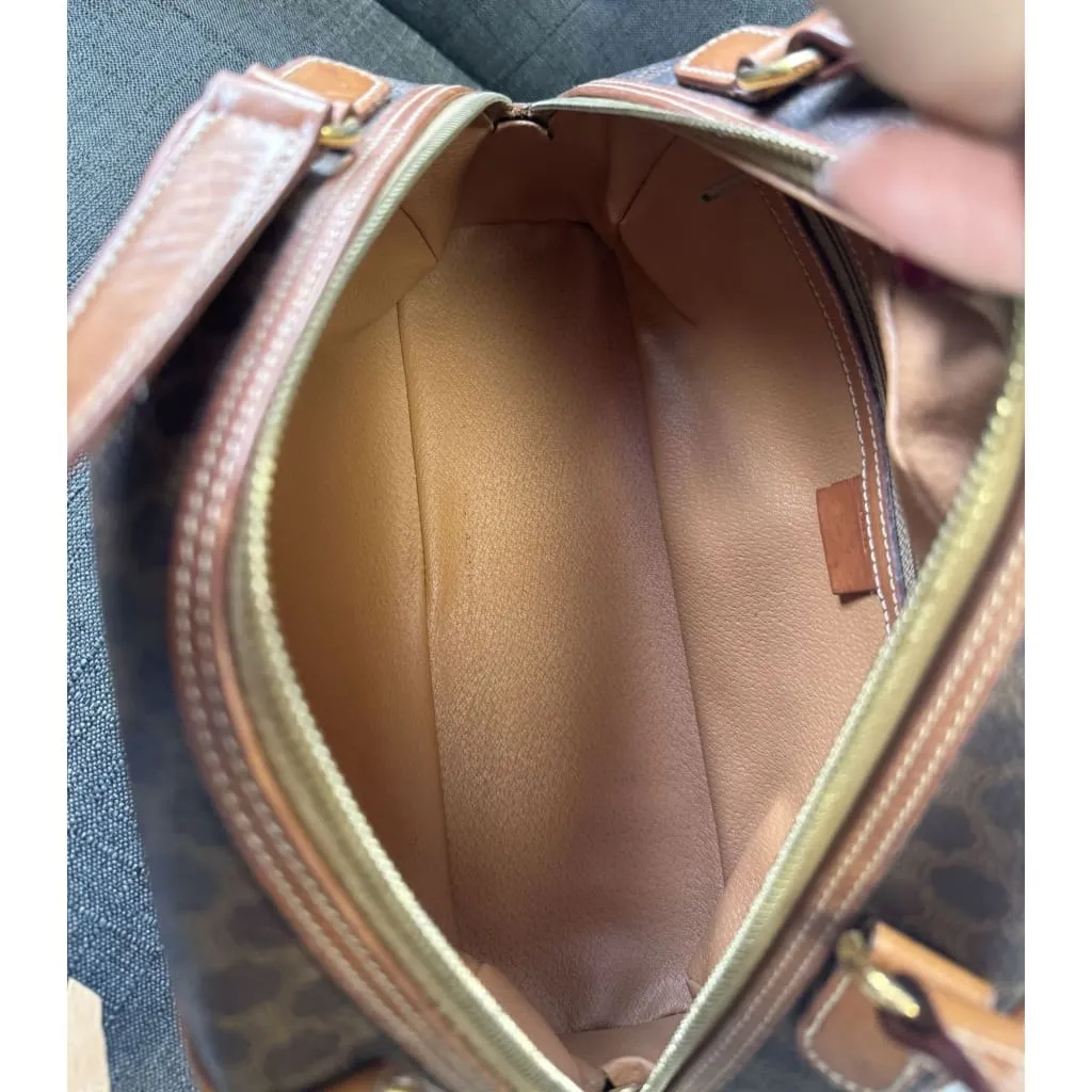 Celine Vintage Macadam Half Moon Handbag