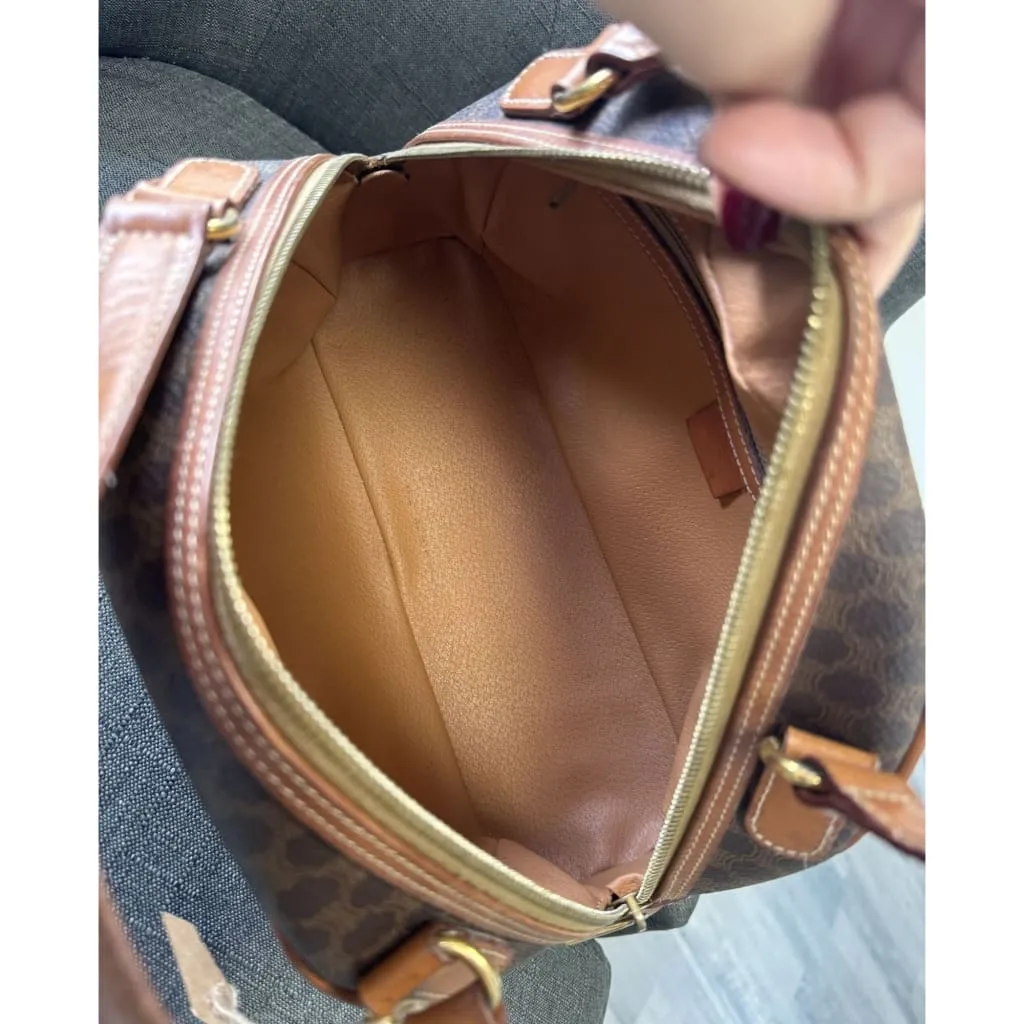 Celine Vintage Macadam Half Moon Handbag