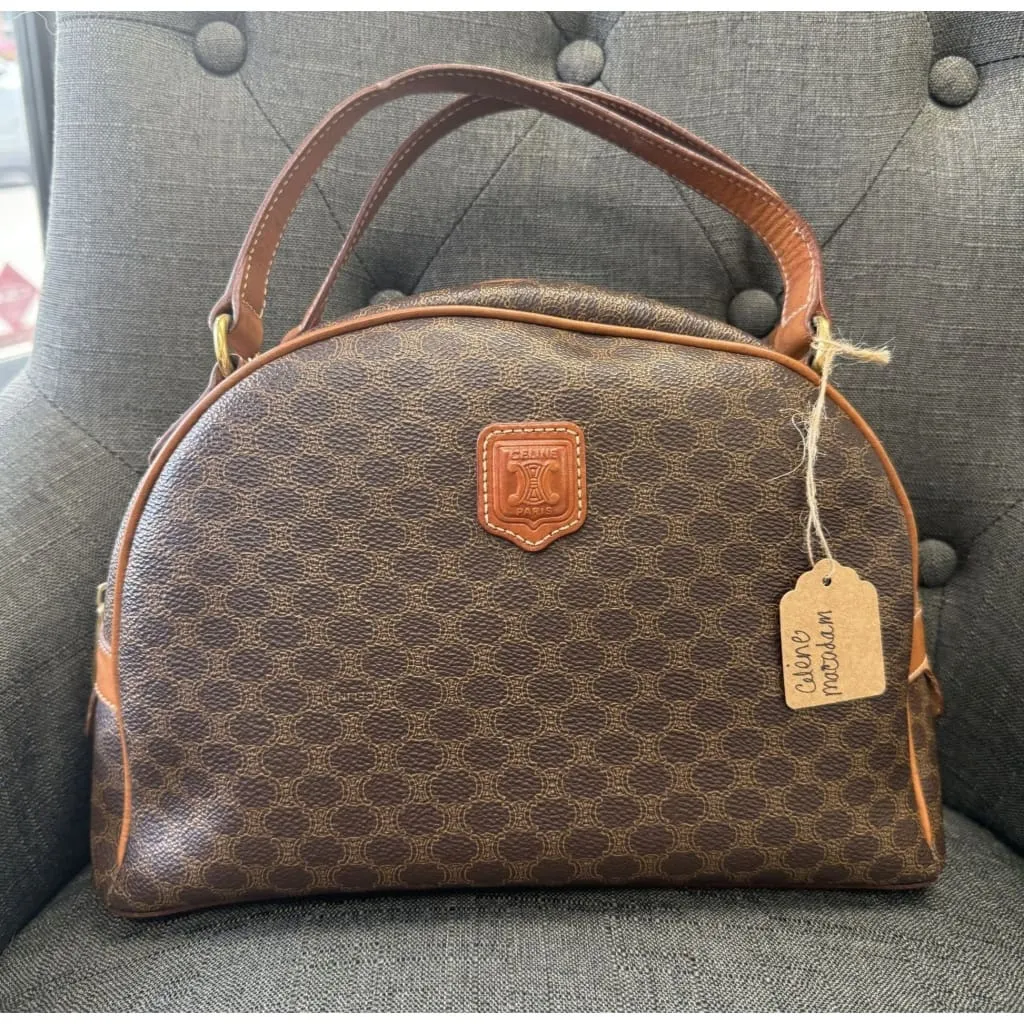 Celine Vintage Macadam Half Moon Handbag