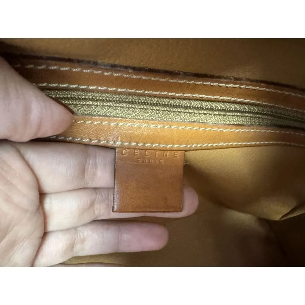 Celine Vintage Macadam Half Moon Handbag