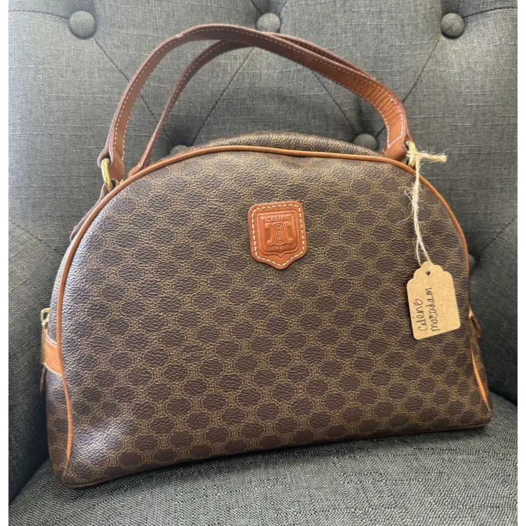 Celine Vintage Macadam Half Moon Handbag