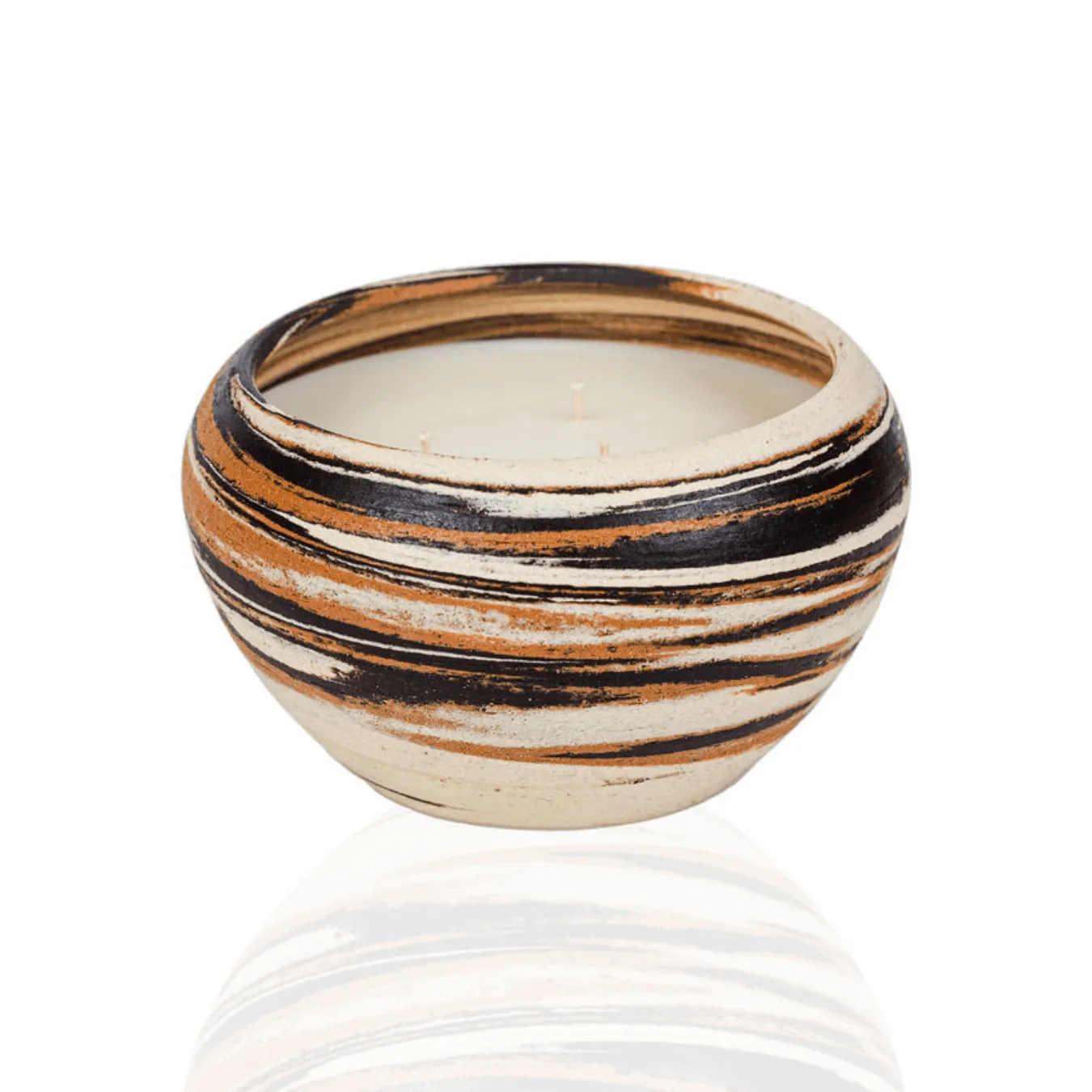 Ceramic Candle Multi Brown, Tan, Black and White