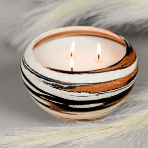 Ceramic Candle Multi Brown, Tan, Black and White