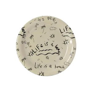 Ceramic Quarter Plate/Dessert Dish “Life is a Beach” (Set of 4)