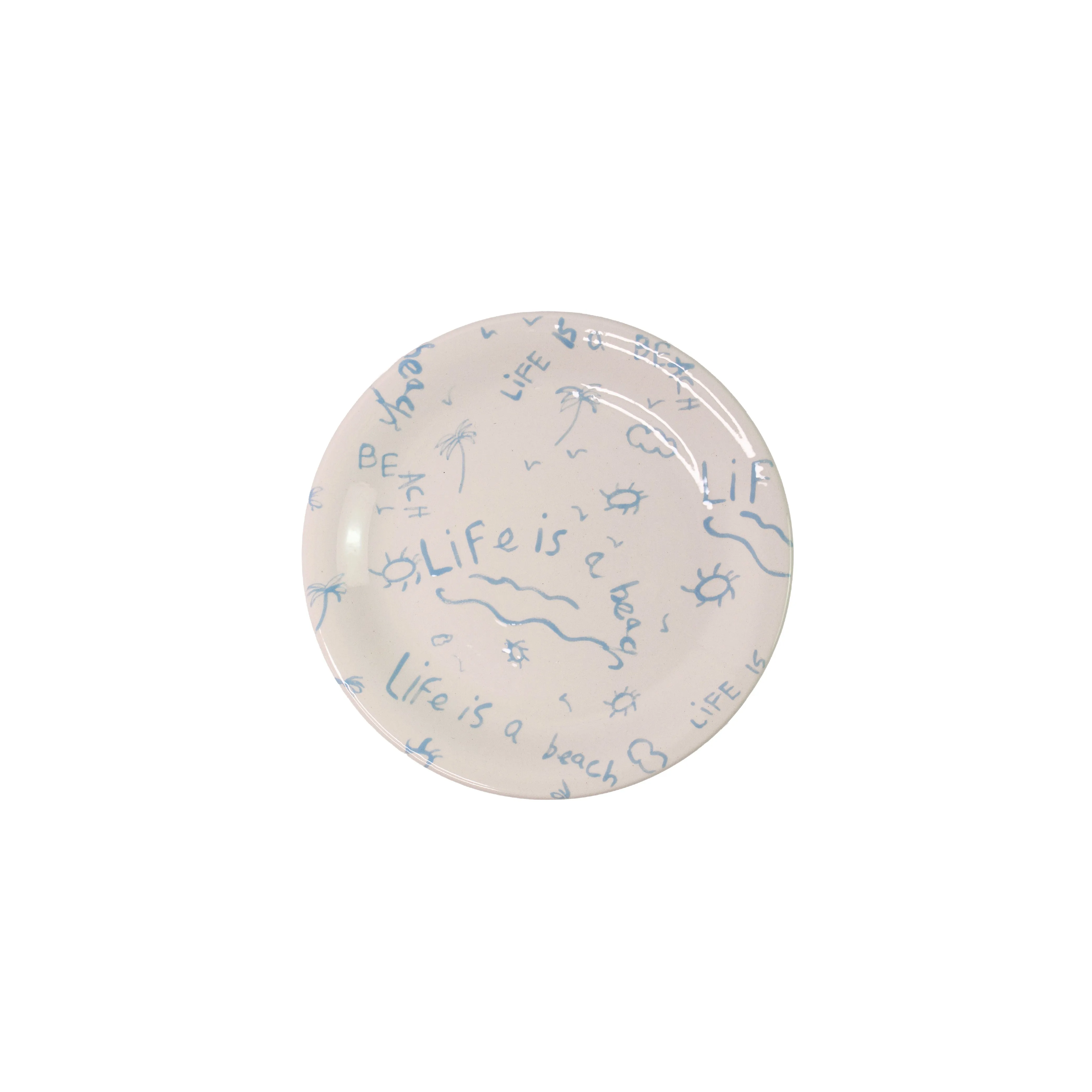 Ceramic Quarter Plate/Dessert Dish “Life is a Beach” (Set of 4)