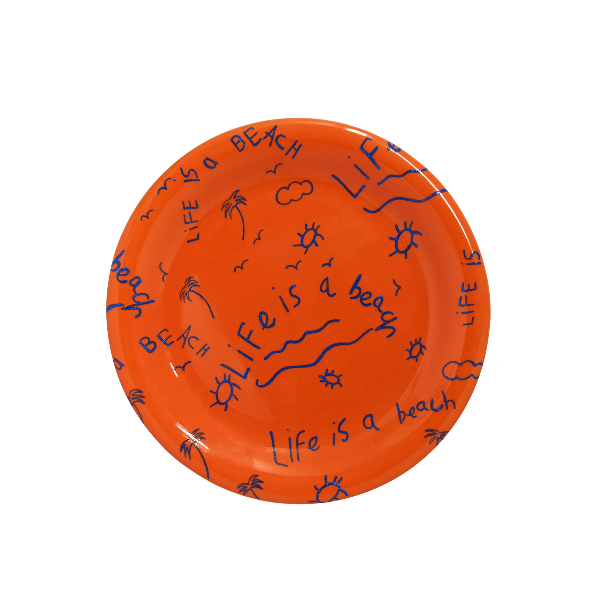 Ceramic Quarter Plate/Dessert Dish “Life is a Beach” (Set of 4)