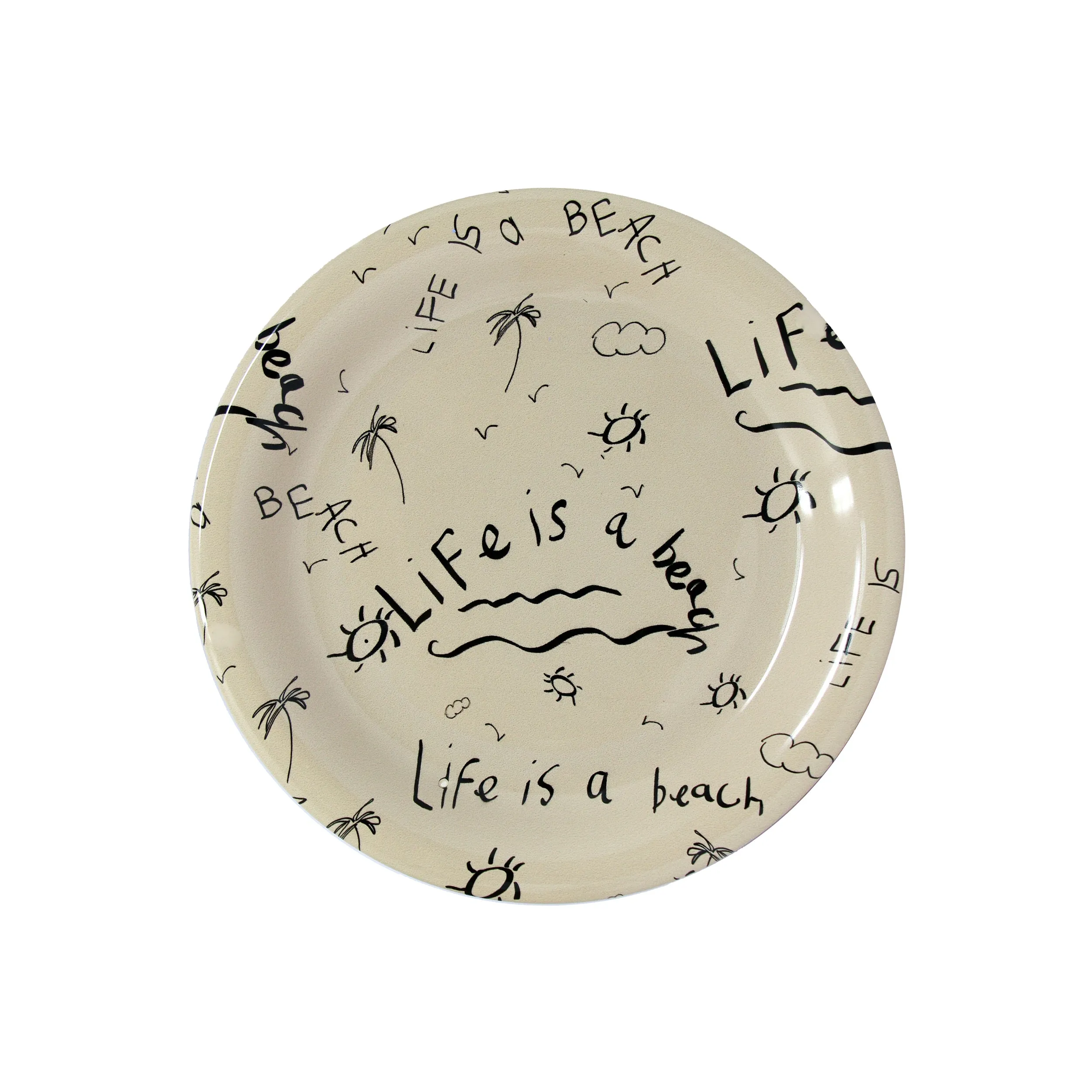 Ceramic Quarter Plate/Dessert Dish “Life is a Beach” (Set of 4)