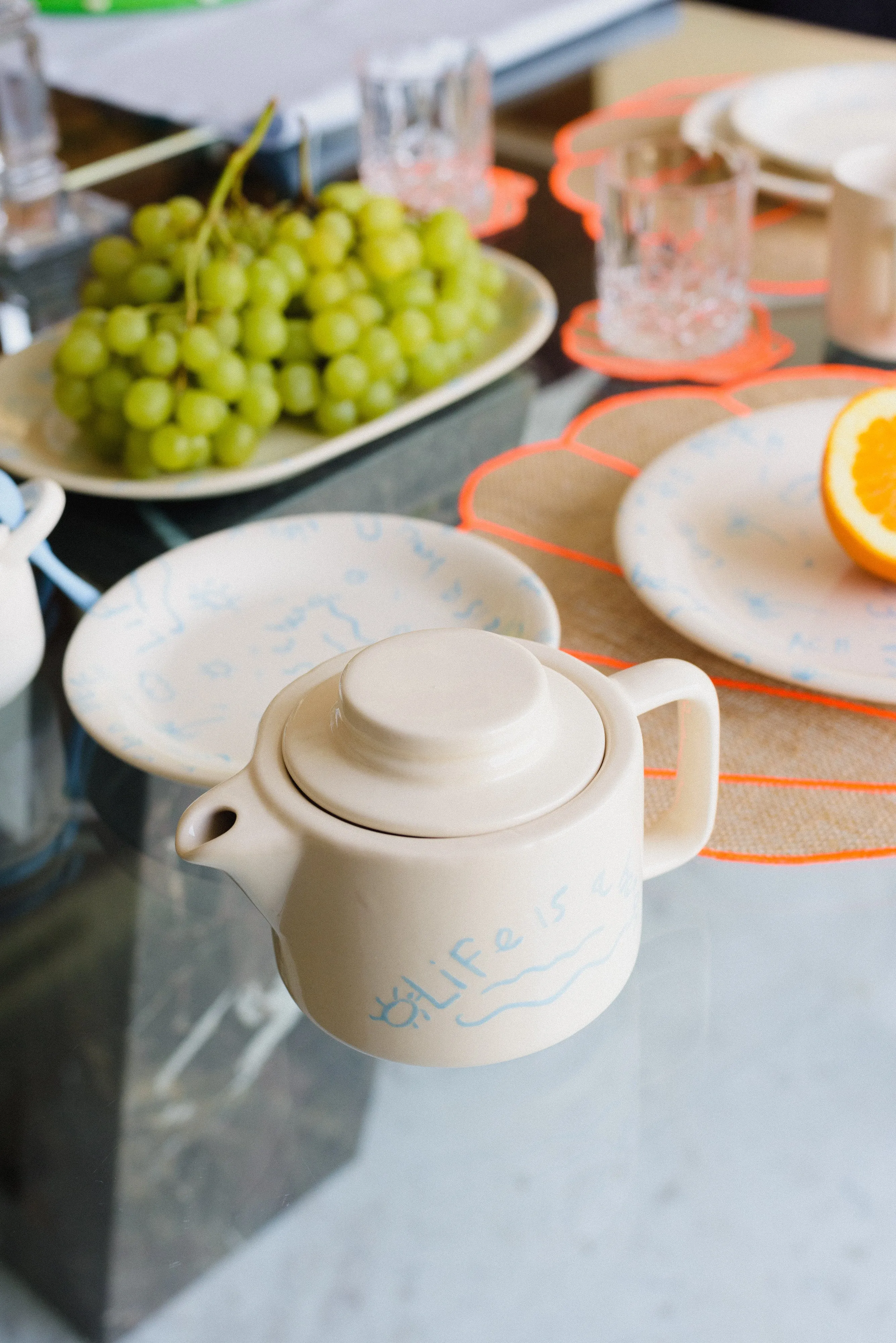 Ceramic Teapot “Life is a Beach” (Set of 2)