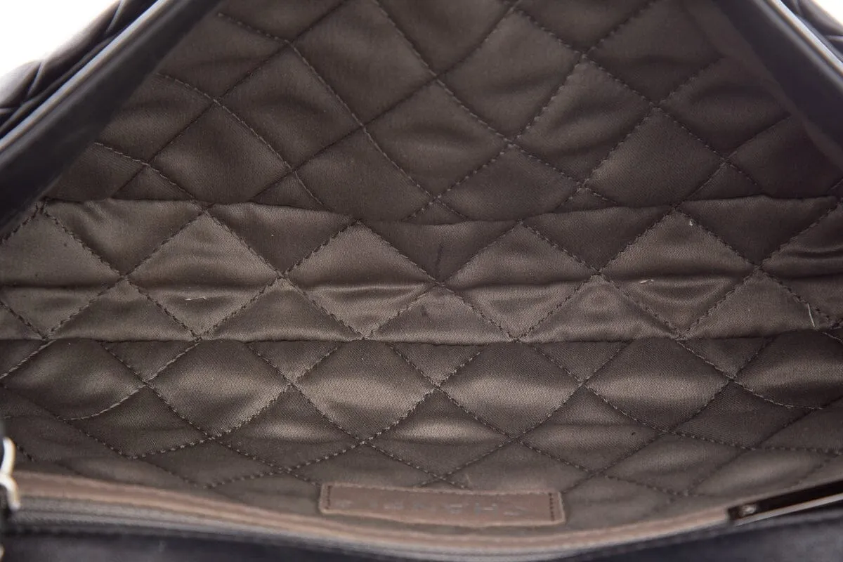 Chanel 2008 Black Lambskin Pleated Leather Single Flap Handbag