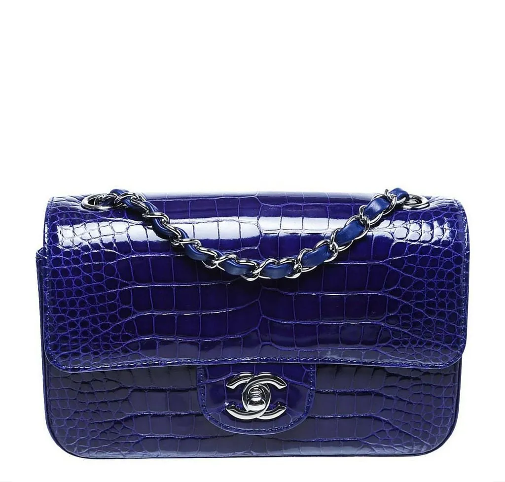 Chanel Alligator Mini Classic Flap Bag Blue