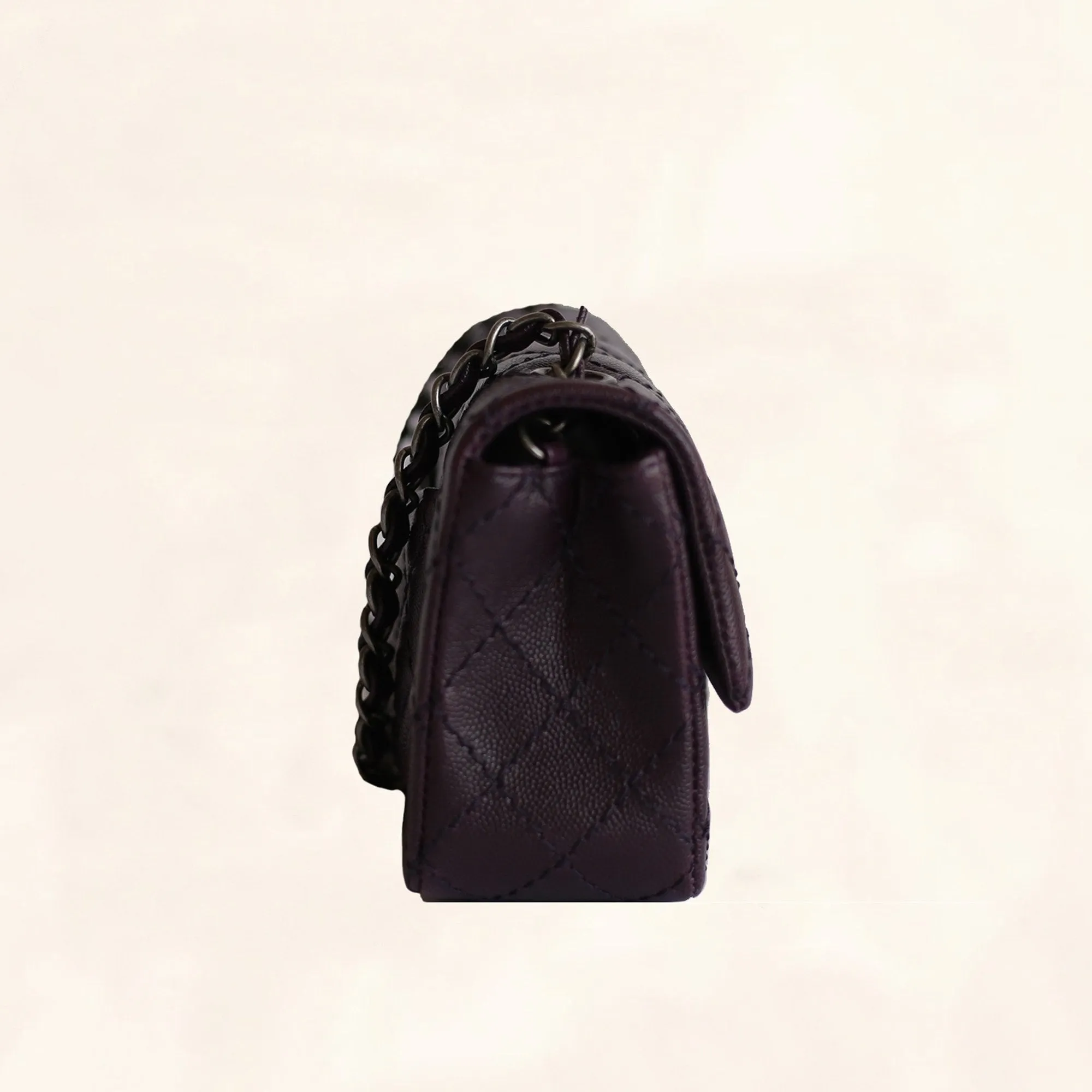 Chanel | Caviar Rectangular Classic Flap in Purple | Mini